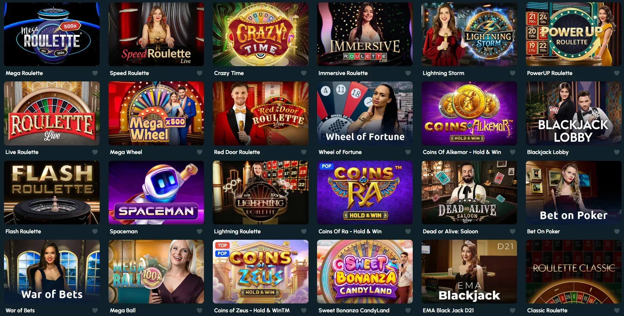 Rollizor Casino live casino overzicht